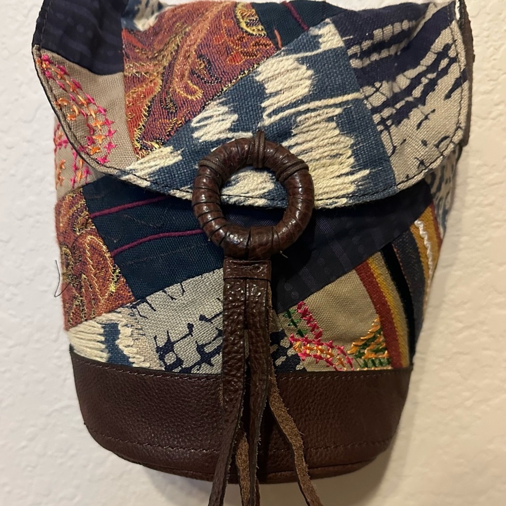 Lucky Brand Patchwork Shoulder Bag with Blue and Brown Accents - Picture 2 of 11